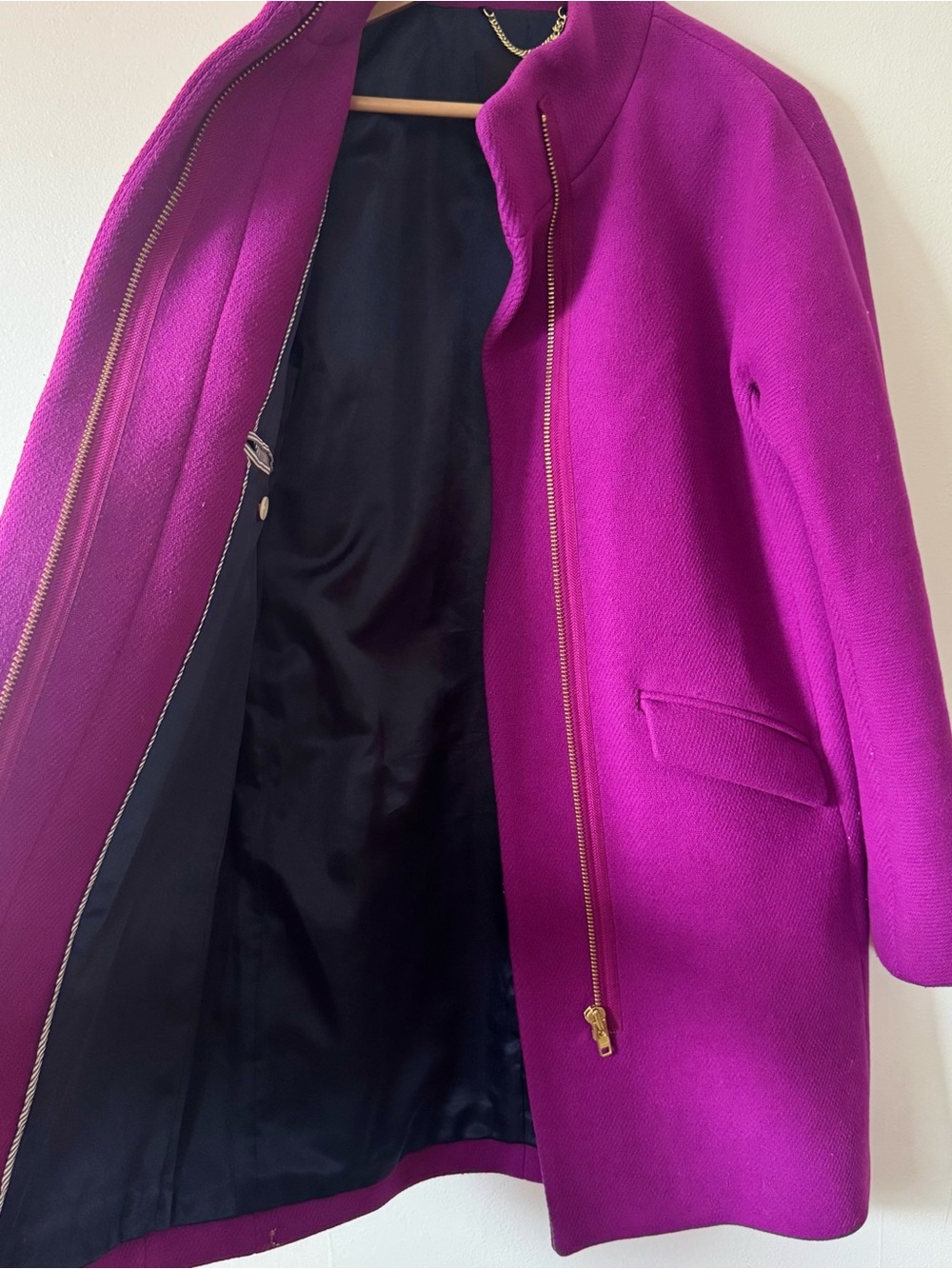 J. Crew Women's Cocoon Fuschia Purple Wool Blend Stand-Collar Coat Sz 6 - Picture 6 of 9